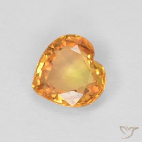 0.46ct Intense Orange Sapphire, Heart Shape, 4.8x4.7 mm