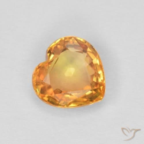 0.46ct Intense Orange Sapphire, Heart Shape, 4.8x4.7 mm