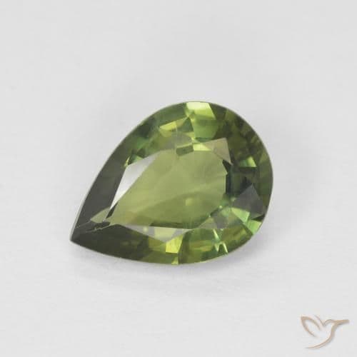 1.18ct Natural Forest Green Sapphire, Pear Shape, 8.1x6 mm