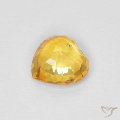 0.47ct Medium Golden Sapphire, Heart Shape, 4.8x4.7 mm