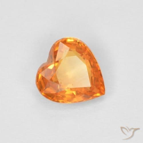 0.41ct Bright Orange Sapphire, Heart Shape, 4.7x4.7 mm