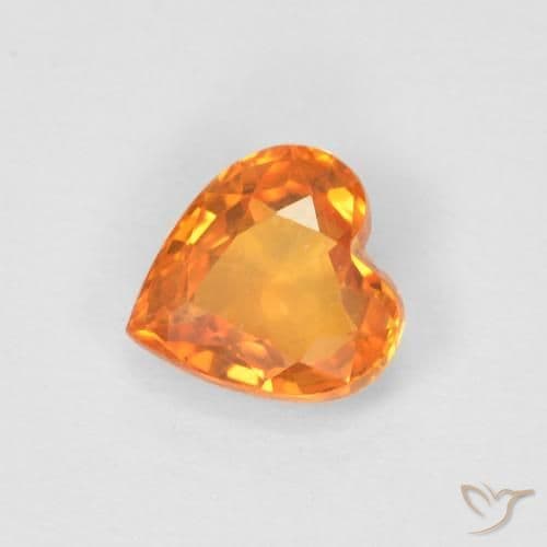0.47ct Reddish Orange Sapphire, Heart Shape, 4.8x4.6 mm