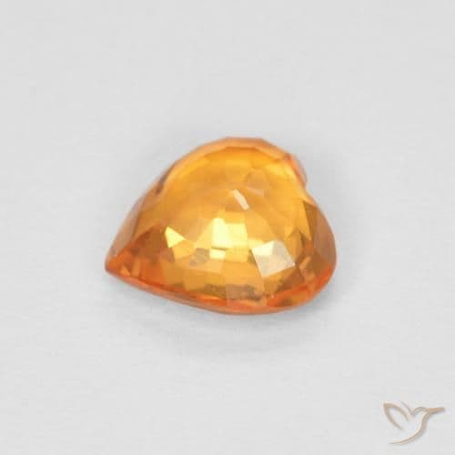 0.47ct Reddish Orange Sapphire, Heart Shape, 4.8x4.6 mm