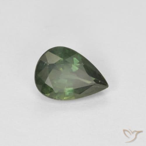 0.92ct Natural Dark Green Sapphire, Pear Shape, 7.2x5.1 mm