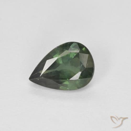 0.92ct Natural Dark Green Sapphire, Pear Shape, 7.2x5.1 mm