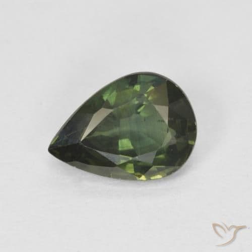 0.89ct Natural Medium Green Sapphire, Pear Shape, 7.1x5.2 mm