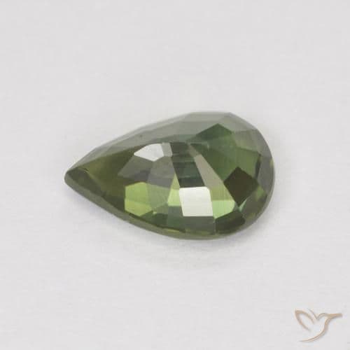0.89ct Natural Medium Green Sapphire, Pear Shape, 7.1x5.2 mm
