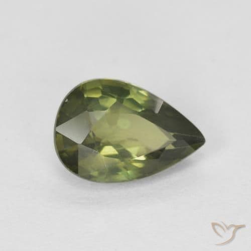 0.85ct Warm Forest Green Sapphire, Pear Shape, 7.1x4.9 mm
