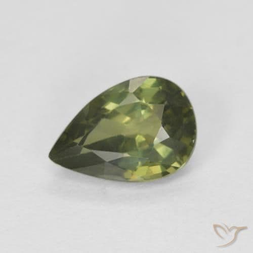 0.85ct Warm Forest Green Sapphire, Pear Shape, 7.1x4.9 mm