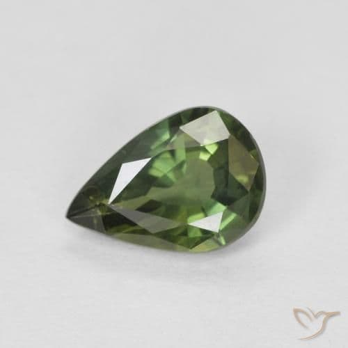 0.85ct Warm Forest Green Sapphire, Pear Shape, 7.1x4.9 mm