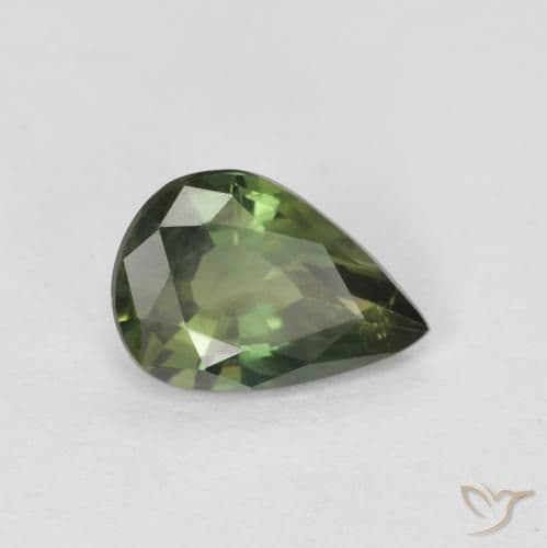 0.76ct Warm Forest Green Sapphire, Pear Shape, 7x4.9 mm