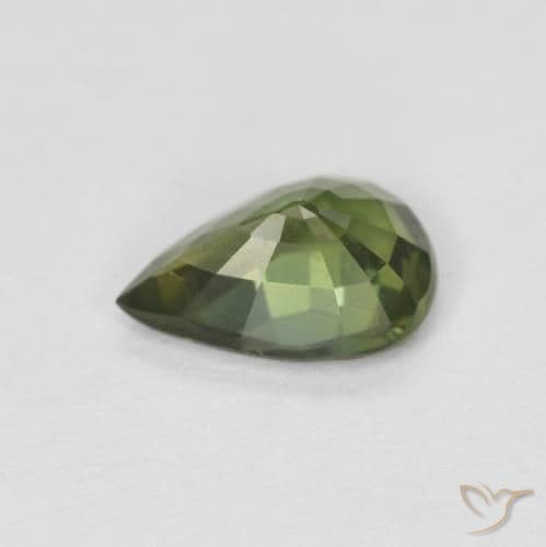 0.76ct Warm Forest Green Sapphire, Pear Shape, 7x4.9 mm
