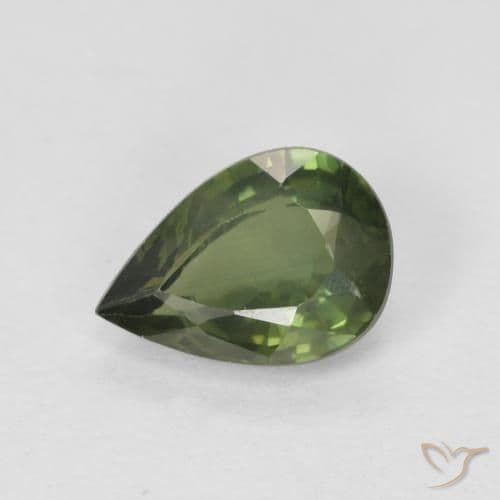 0.85ct Warm Forest Green Sapphire, Pear Shape, 7.1x4.9 mm