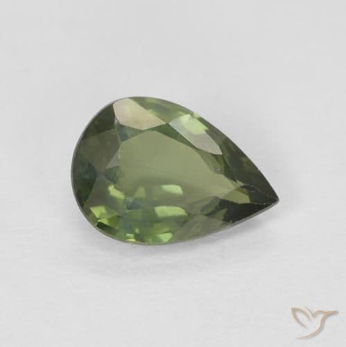 0.89ct Light Forest Green Sapphire, Pear Shape, 7.2x5.1 mm