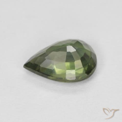 0.89ct Light Forest Green Sapphire, Pear Shape, 7.2x5.1 mm