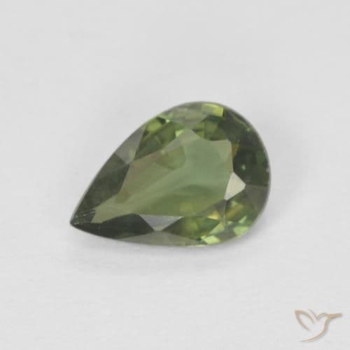 0.85ct Warm Forest Green Sapphire, Pear Shape, 7.1x4.9 mm