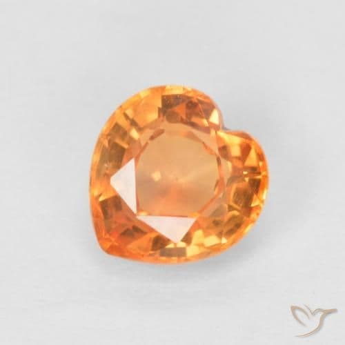 0.54ct Bright Orange Sapphire, Heart Shape, 4.8x4.7 mm