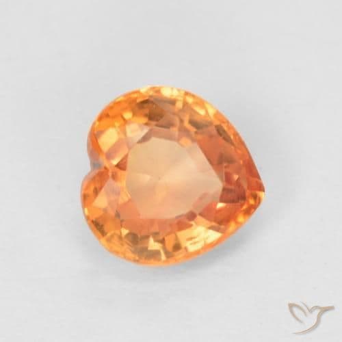 0.54ct Bright Orange Sapphire, Heart Shape, 4.8x4.7 mm