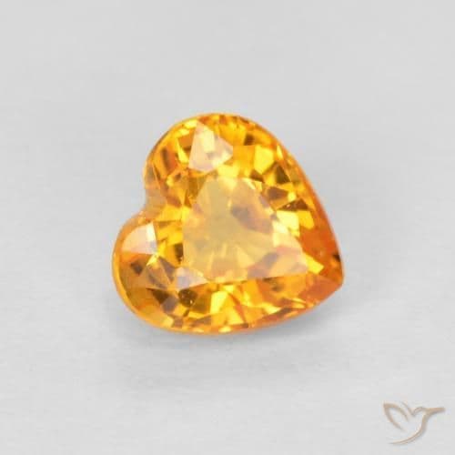 0.41ct Medium Orange Sapphire, Heart Shape, 4.5x4.4 mm