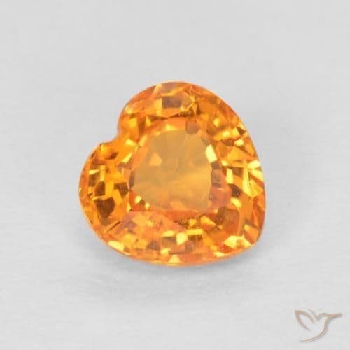 0.53ct Bright Orange Sapphire, Heart Shape, 4.7x4.7 mm