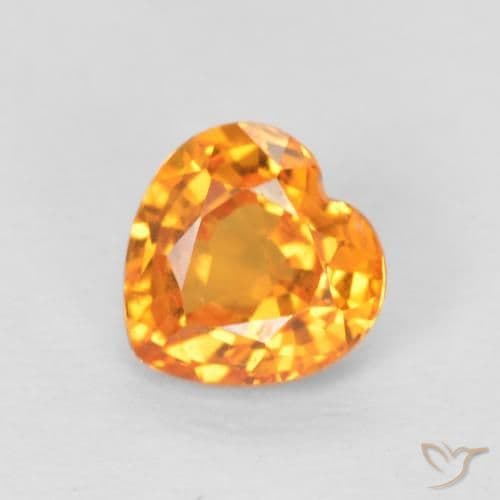 0.53ct Bright Orange Sapphire, Heart Shape, 4.7x4.7 mm