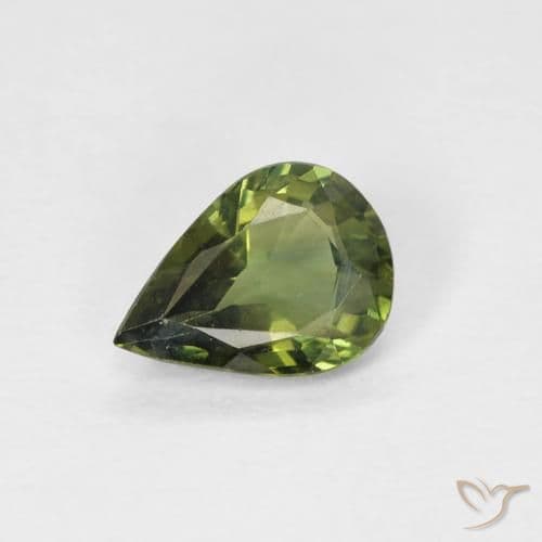 0.85ct Warm Forest Green Sapphire, Pear Shape, 7.1x4.9 mm