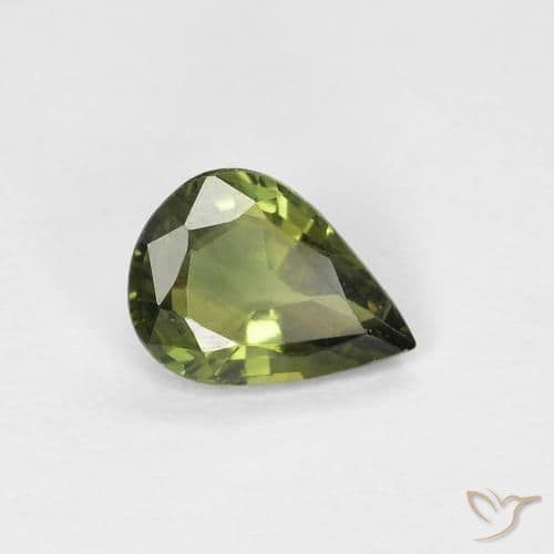 0.69ct Yellowish Green Sapphire, Pear Shape, 6.9x5 mm