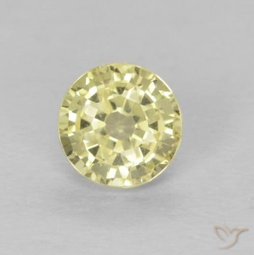 0.49ct Medium Light-Yellow Sapphire, Round Cut, 4.36 mm