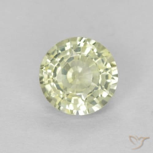 0.46ct Very Light Greenish Yellow Sapphire, Round Cut, 4.53 mm