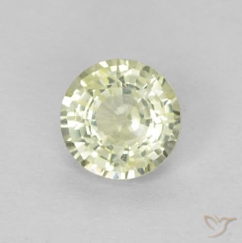 0.46ct Very Light Greenish Yellow Sapphire, Round Cut, 4.53 mm
