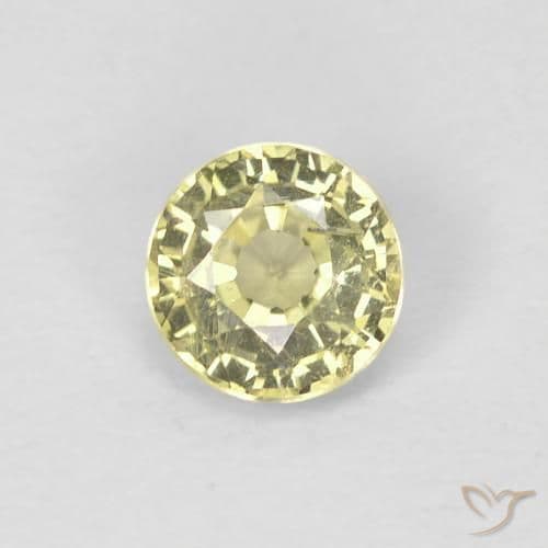 0.40ct Natural Light Yellow Sapphire, Round Cut, 4.23 mm