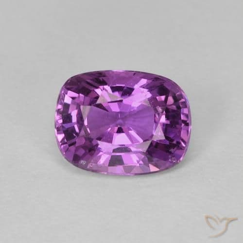 1.25ct Natural Pinkish Grape Sapphire, Cushion Cut, 7x5.3 mm