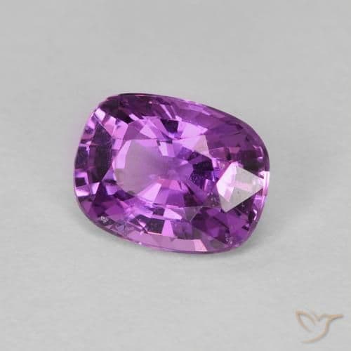 1.25ct Natural Pinkish Grape Sapphire, Cushion Cut, 7x5.3 mm
