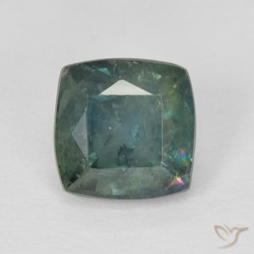 0.89ct Light Sage Green Sapphire, Cushion Cut, 5.5x5.5 mm