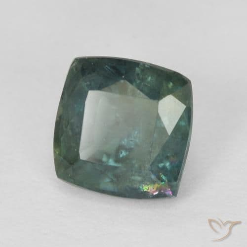 1.14ct Deep Blue Green Sapphire, Cushion Cut, 5.6x5.5 mm