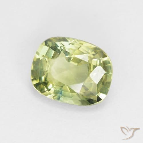 1.09ct Very Light Green Sapphire, Cushion Cut, 6.6x5.2 mm