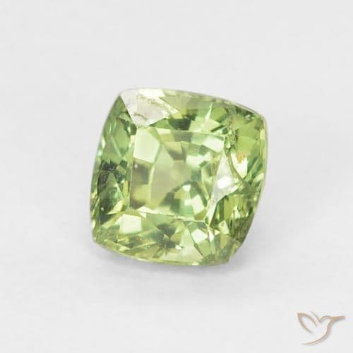 0.54ct Natural Light Green Sapphire, Cushion Cut, 4.2x4.2 mm