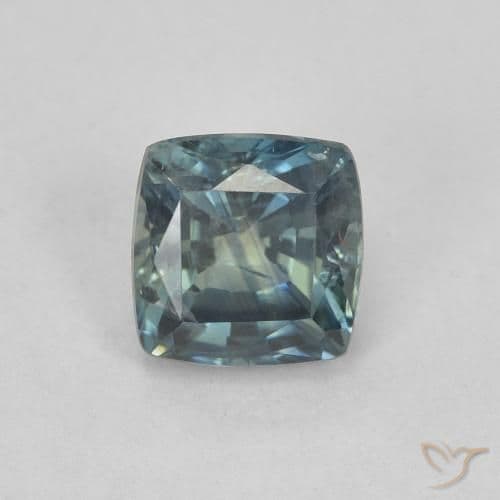 0.60ct Natural Teal Sapphire, Cushion Cut, 4.8x4.8 mm