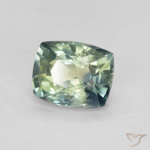 0.77ct Natural Blue-Green Sapphire, Cushion Cut, 5.6x4.5 mm