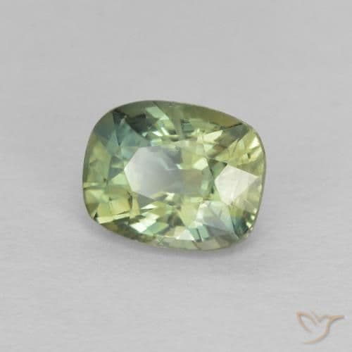0.69ct Natural Light Green Sapphire, Cushion Cut, 5.5x4.4 mm