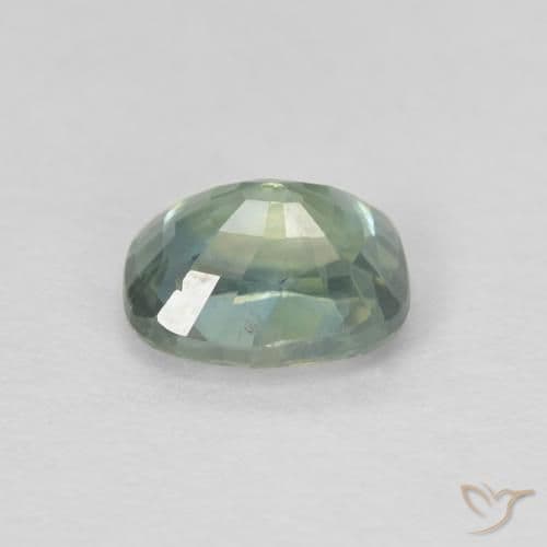 0.69ct Natural Light Green Sapphire, Cushion Cut, 5.5x4.4 mm