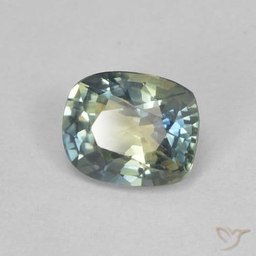 0.77ct Medium Blue Green Sapphire, Cushion Cut, 5.6x4.6 mm