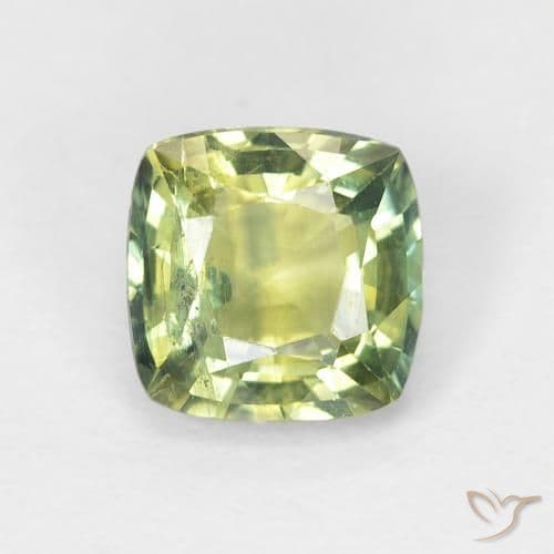 1.19ct Yellowish Green Sapphire, Cushion Cut, 5.9x5.8 mm