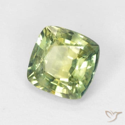 1.19ct Yellowish Green Sapphire, Cushion Cut, 5.9x5.8 mm
