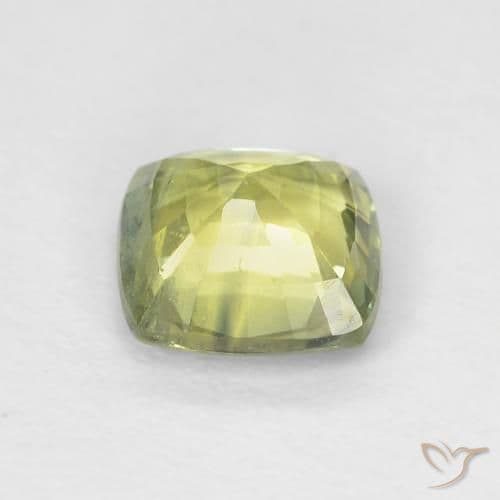1.19ct Yellowish Green Sapphire, Cushion Cut, 5.9x5.8 mm
