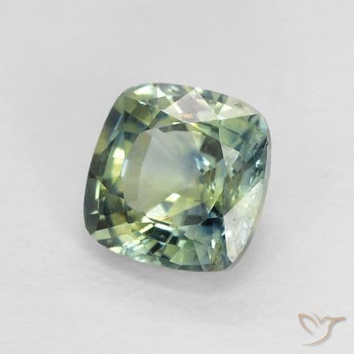 0.89ct Greenish Blue Sapphire, Cushion Cut, 5.1x5.1 mm