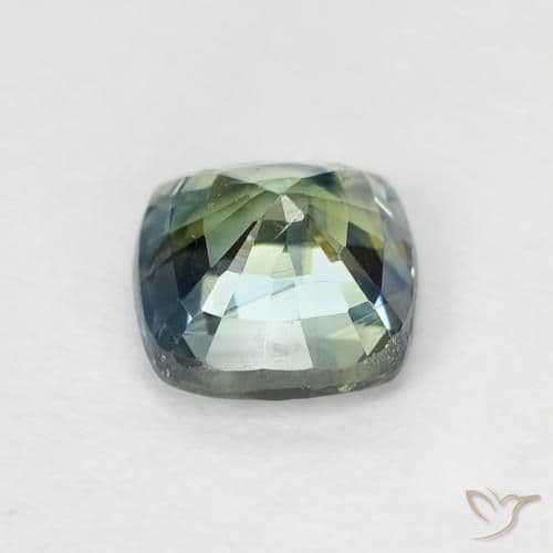 0.89ct Greenish Blue Sapphire, Cushion Cut, 5.1x5.1 mm