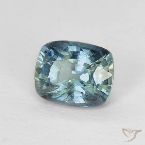 0.81ct Medium Blue Green Sapphire, Cushion Cut, 5.5x4.4 mm