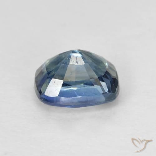 0.81ct Medium Blue Green Sapphire, Cushion Cut, 5.5x4.4 mm