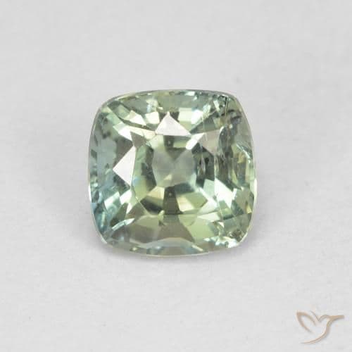 0.81ct Light Sage Green Sapphire, Cushion Cut, 5.1x5.1 mm